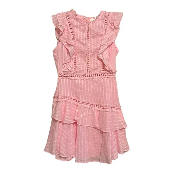 Selfie Leslie | Dresses | Selfie Lesie Melrose Sleeveless Crochet Ruffle  Detail Dress Pink Xs | Poshmark